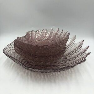 Pink Shell Shaped Appetizer Snack Bowls Set of 7 Scallop Edges 1 Big 6 Small